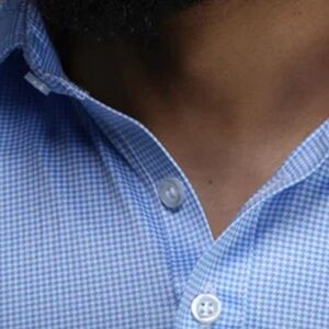 New Collars& Co Men's Original Blue and white houndstooth Polo size medium